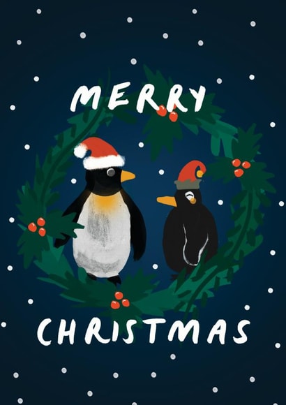 Cute Penguins in the Snow Xmas Card created by Rachael Powick