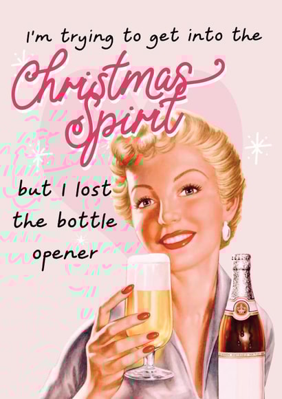 Funny Christmas card- Christmas spirit funny alcohol Christmas card created by Vanilla Frosting Studio