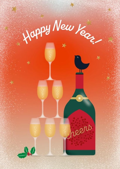 Happy New Year Card for Friends, Family & Colleagues – Champagne – Cheers created by TRICIA O