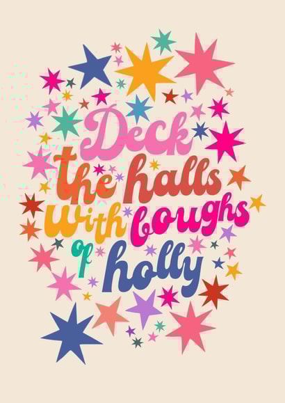 Bright and Funky Christmas Card for Her - Christmas Stars - Pink Rainbow created by Kate Fox