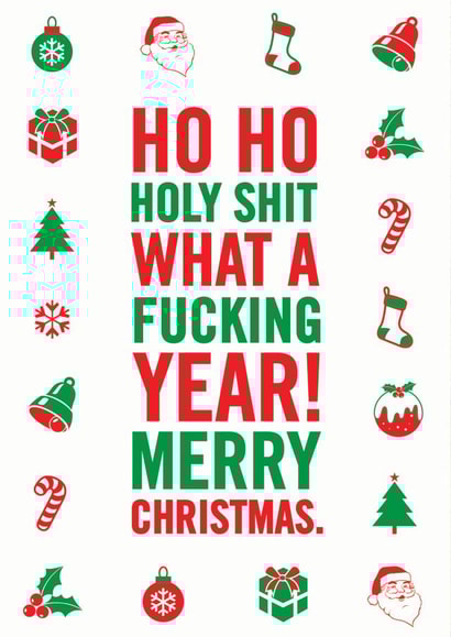 Rude What A Fucking Year Christmas Card created by Brainbox Candy