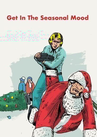 Funny Sant Seasonal Mood Christmas Card created by Modern Toss