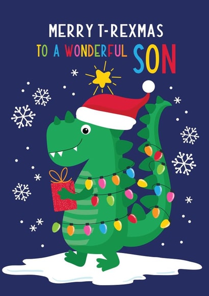 Cute T rex dinosaur for you to send to your Son created by Paper Valley Design Studio