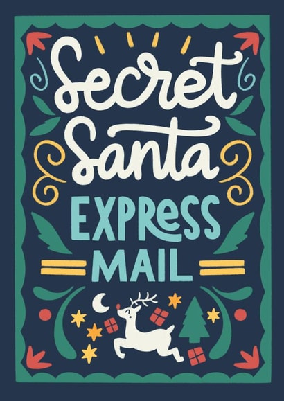 Secret Santa Express Mail in color created by Natalia Gonzalez