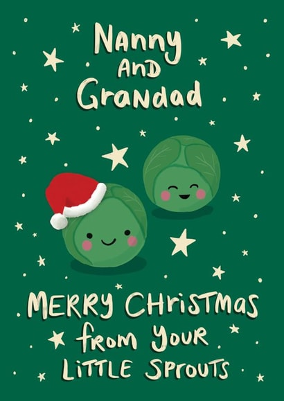Cute Christmas Card for Nanny and Grandad - from grand kids - Two Little Sprouts created by Tilly Bean Loves