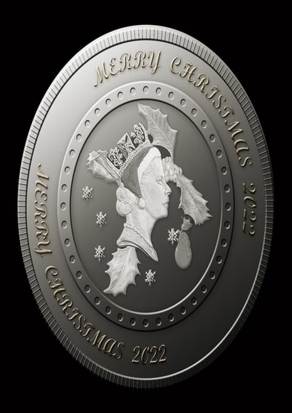 Xmas Silver Queen coin with Gold writing created by Nathan Royes