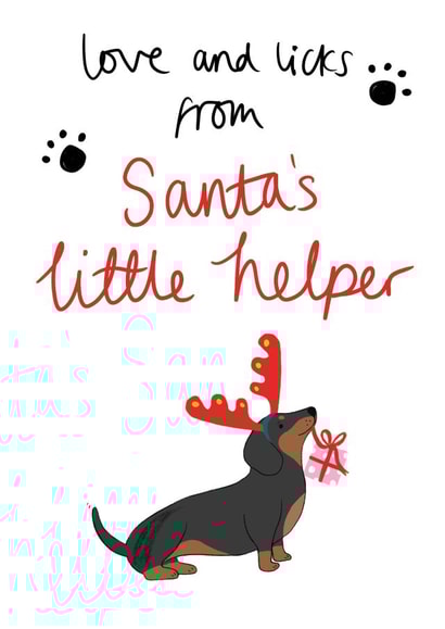 Cute Dachshund Christmas card- Santas Little Helper. created by Laura Barnes