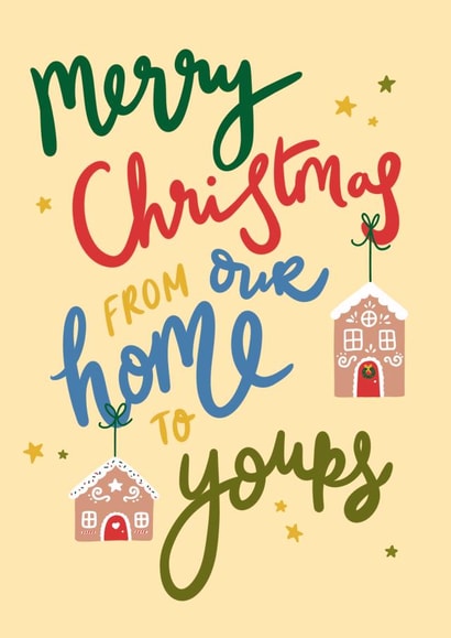 Cute Christmas Card For Families - Gingerbread Houses - From Our Home To Yours created by Oops a doodle