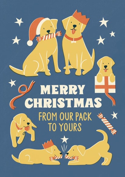 Cute and Fun Family Dog Christmas Card -from our pack to yours created by Bird & Co Studio