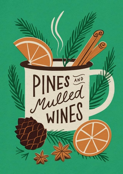Pines and Mulled Wines Camping Mug Christmas Card created by Bird & Co Studio