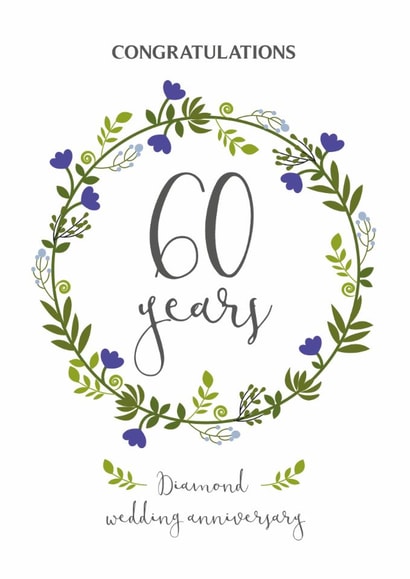 Floral wreath Diamond Wedding Anniversary Card created by One Day in May Design