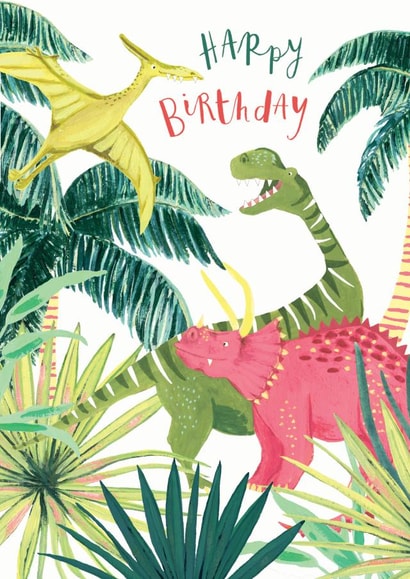 Fun Birthday Card for Kids - Dinosaur Card - Happy Birthday created by Louise Tiler