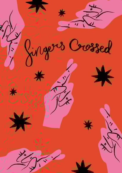 Good Luck and Fingers Crossed Illustrated Card For Friends Family & Others created by Sarah Brown