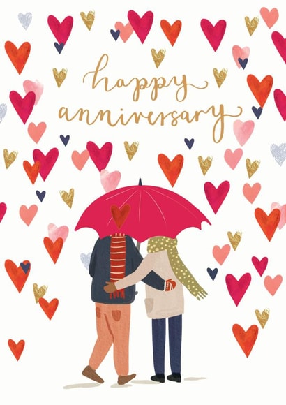 Cute Raining Hearts Anniversary Card - Happy Anniversary created by Louise Tiler