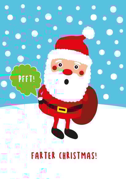 Cheeky farting Father Christmas card created by Sean Cullen