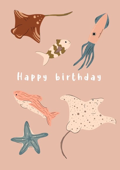 Happy birthday - Sea life Animals -Stingray Fish created by Ellen Cawley