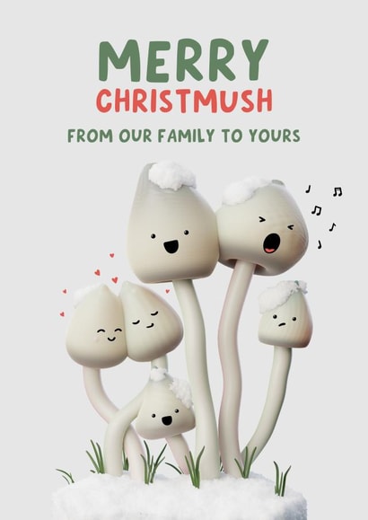 Funny Christmas Card For Family - Mushrooms - Merry Christmush created by Mr Muir