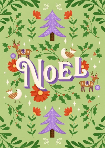 Illustrated Christmas card for Family & Friends - Noel created by Kamiya Chirodian