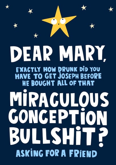 Funny Mary Joseph Virgin Mary Christmas Card created by Lucy Maggie Designs