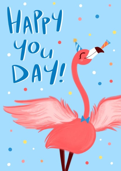 Cute Happy Birthday Flamingo Card - Celebration - Family or Friend created by Salomey Draws