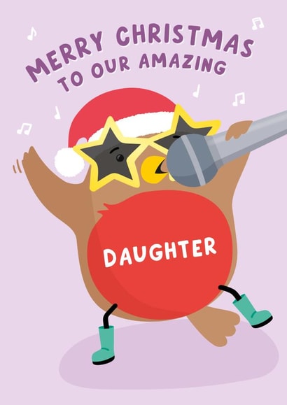 Fun Christmas Card for Daughter - Robin created by Macie Dot Doodles