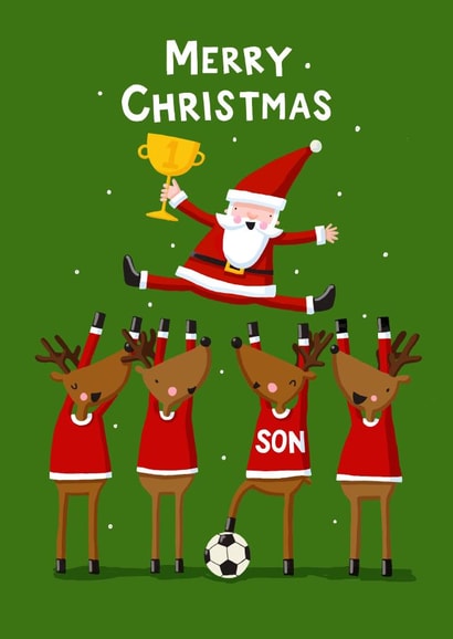 Team Santa. Cute Football Christmas Card For Your Son created by Nicola Watson