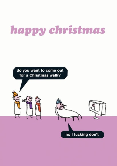 Funny christmas walk christmas card created by Modern Toss