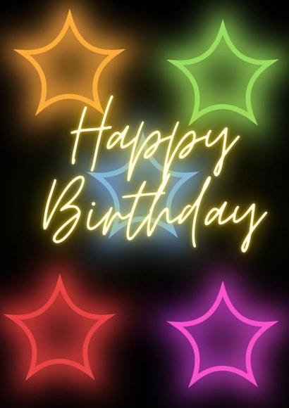 Neon stars birthday card created by Chloe Cochrane Creativity