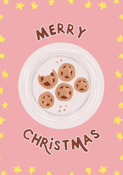Merry Christmas Card for Food Lovers - Mince Pies - Christmas Food created by Marie Wilkinson
