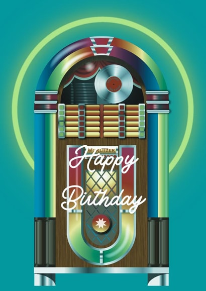 Retro jukebox birthday card created by Chloe Cochrane Creativity