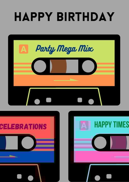 Nostalgic cassette design Happy Birthday card created by Chloe Cochrane Creativity