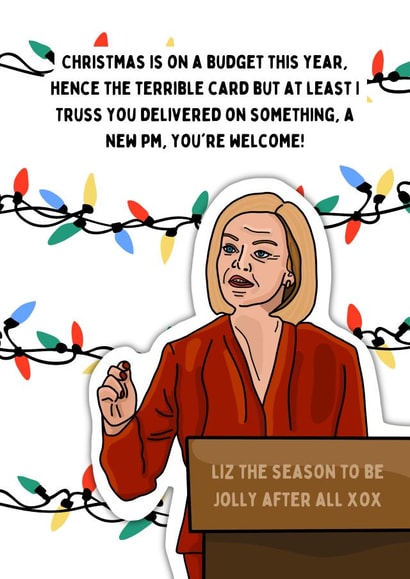 Liz Truss Funny Christmas Card Humour created by Channon Gray