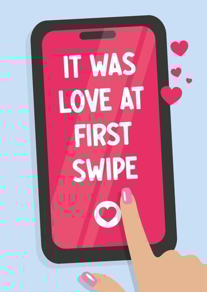 Cute Valentine's Day Card for your partner - Online Dating - Love at First Swipe created by Paul Stevens