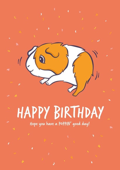 Popcorning Guinea Pig Birthday Card created by Goofy Guineas