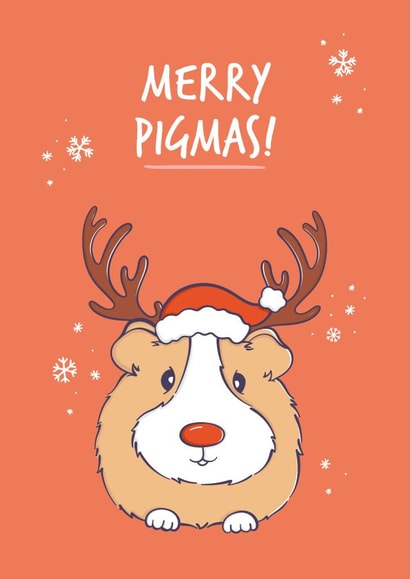 Guinea Pig Reindeer Christmas Card created by Goofy Guineas