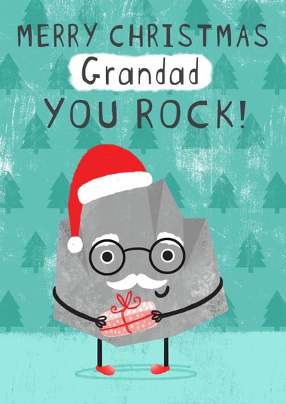 Christmas Card for Grandad - Rock in a hat - Merry Christmas Grandad. YOU ROCK! created by Dinky Rouge