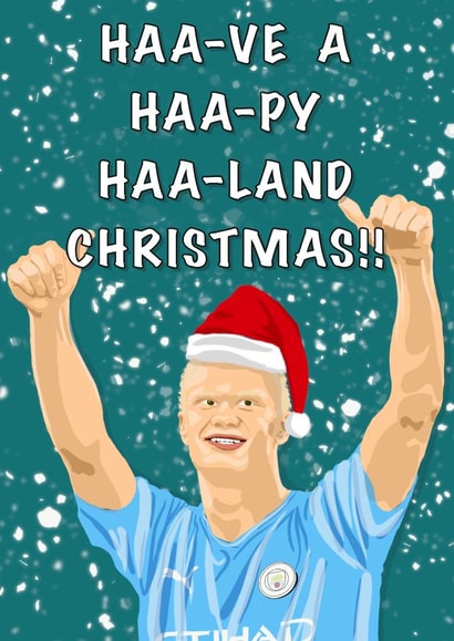 Man City Christmas Card with Erling Haaland created by Replay Prints