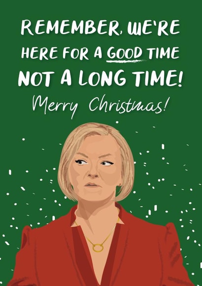 Funny political Liz Truss Christmas Card created by David Rudd