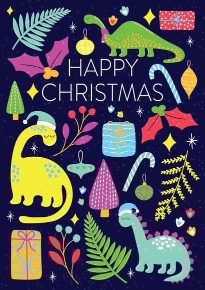 Fun Dinosaur Christmas Card created by Dolly and Fred