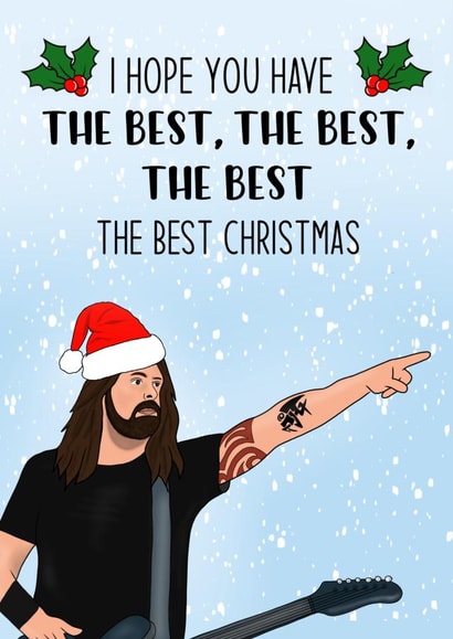 Christmas Dave Grohl card created by Bethany Draws Things