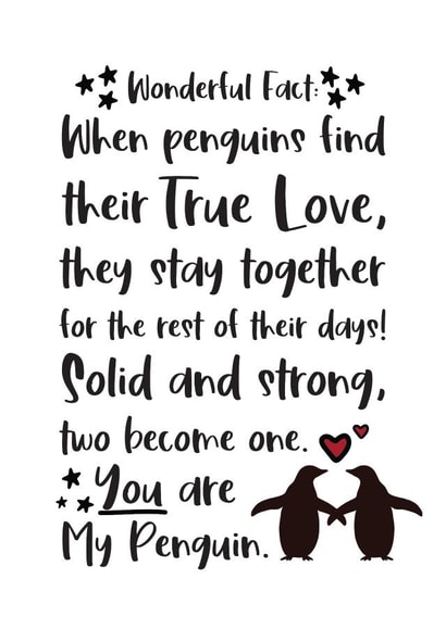 Penguin Couple Anniversary Card - True Love - Romantic Couples Card created by And You Can Quote Me