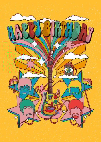 The Beatles Happy Birthday Guitar created by Rachel’s Doodles 