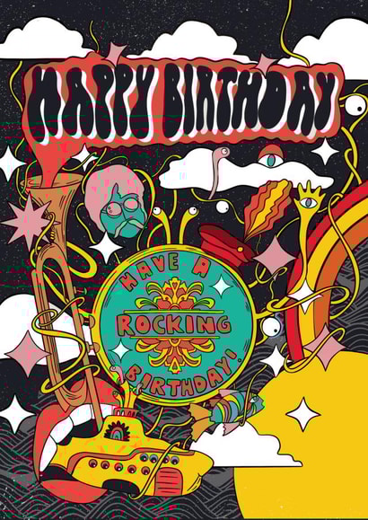 Beatles inspired Birthday Card created by Rachel’s Doodles