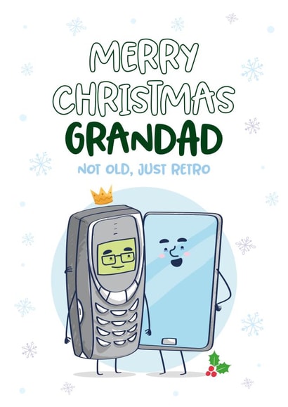 Cute Greeting Merry Christmas Grandad - Not Old Just Retro created by Superlush Cards
