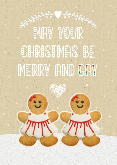 cute gingerbread gay couple christmas card created by Mo&Co