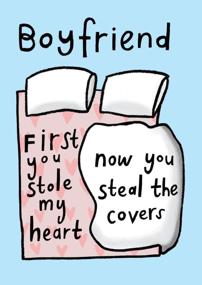 Cute Funny Valentine/Anniversary Card-Boyfriend-First You Stole My Heart created by @AimeeStevens.Design