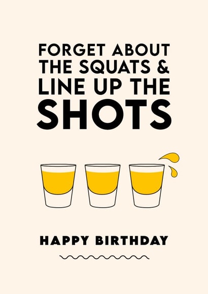 Funny birthday card for the gym bunny in your life who still likes to party. created by Pig + Plums