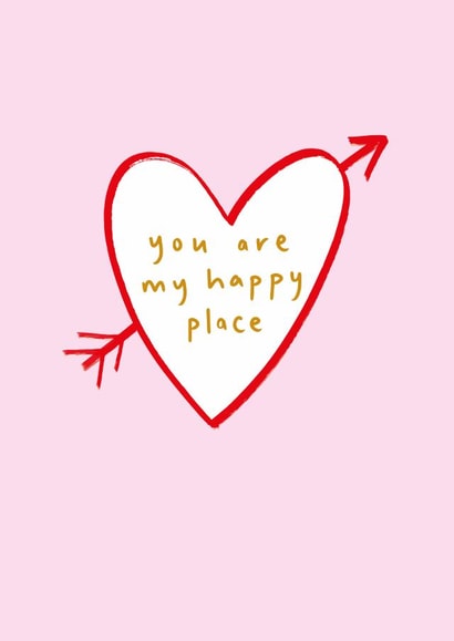 Cute Valentines Card  – Anniversary Card – You Are My Happy Place created by Megan Claire