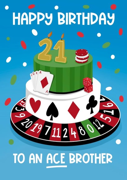 Fun Casino Cake Inspired 21st Birthday Card for Brother created by Running with Scissors