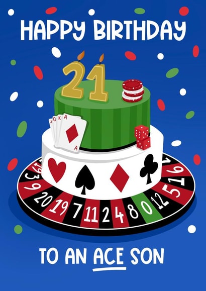 Fun Casino Cake Inspired 21st Birthday Card For Son created by Running with Scissors